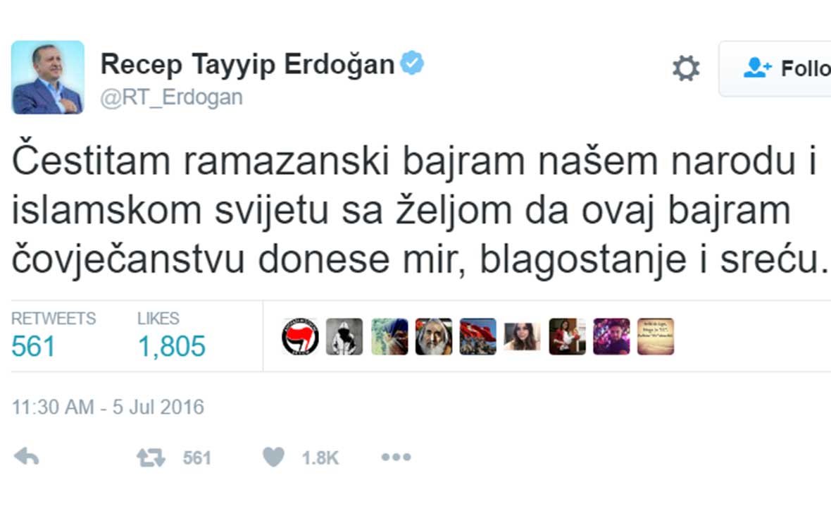 erdogan_bajram.jpg - Erdogan uputio bajramsku čestitku na bosanskom jeziku