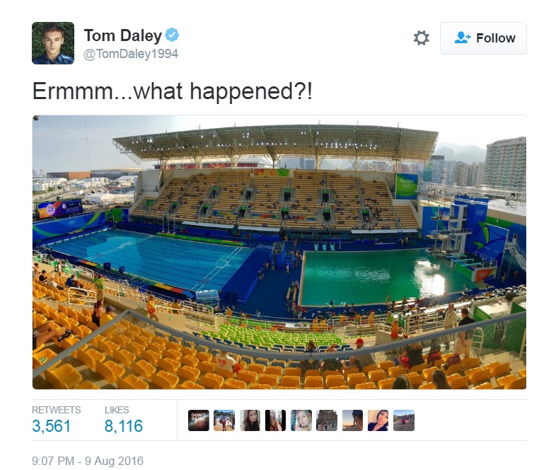Tom_Daley_Twitter.jpg - Misterija: Olimpijski bazen u Riju iznenada pozelenio