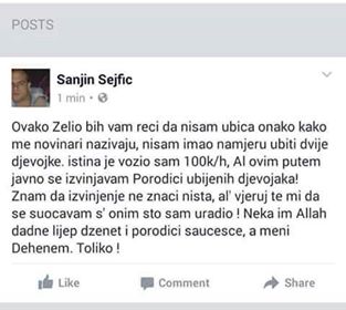 Sefic_FB.jpg - Upozorenje - ovo je lažni profil Sanjina Sefića na Facebooku!