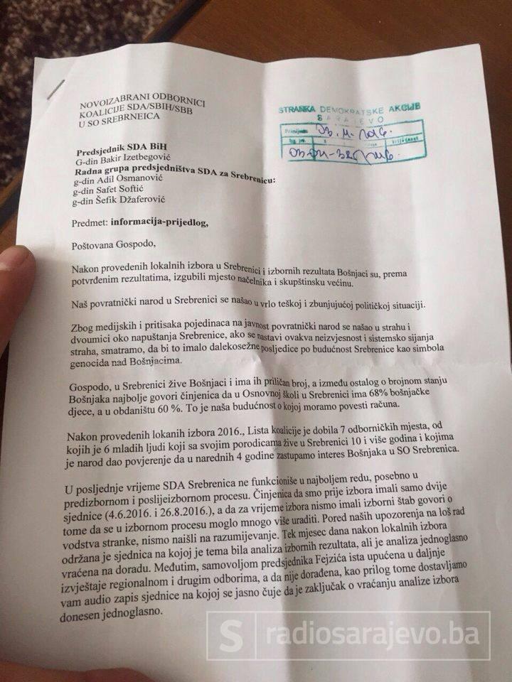 pismo_srebrenica_odbornici_sda_povjerenistvo2.jpg - Odbornici iz Srebrenice imaju poruku za Bakira Izetbegovića i SDA