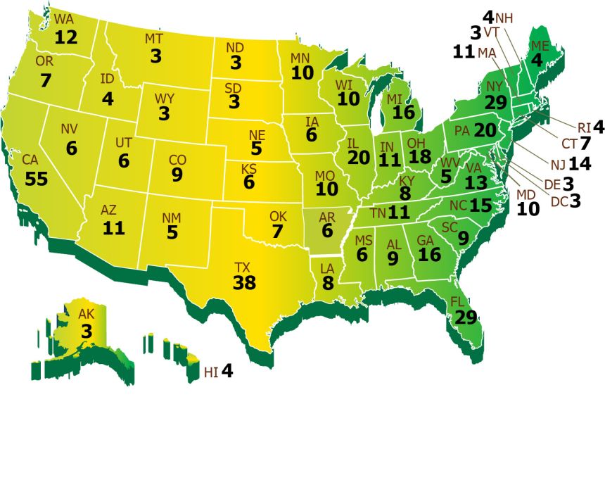 mapa_broj_elektora_izbori_SAD.jpg - (ZA UJUTRO) Sve što trebate znati o današnjim izborima u Americi