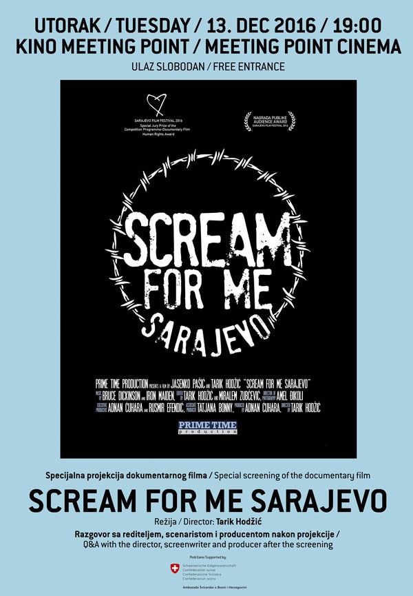 scream_for_you_plakat_meeting_point.jpg - Ne propustite projekciju filma o posjeti britanske rock zvijezde opkoljenom Sarajevu
