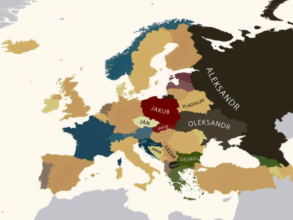 Mapa - Znate li koje je najpopularnije ime u BiH, Srbiji, Hrvatskoj, Rusiji?