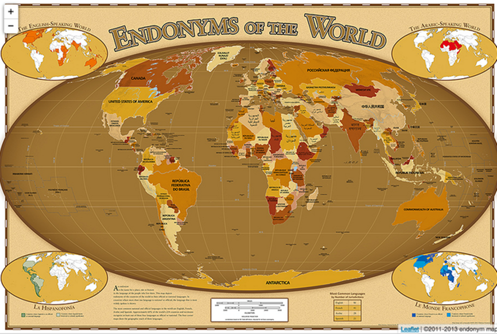 Endonymmap - Kako izgleda mapa svijeta sa imenima država na izvornom jeziku