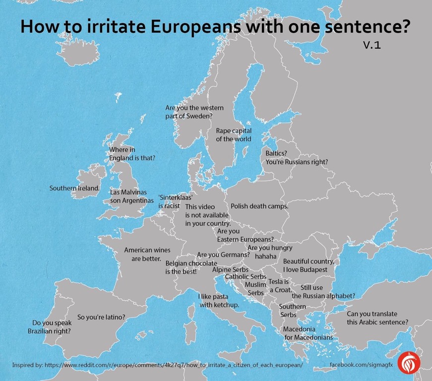 karta_nerviranje_stanovnici_evropa_reddit_fb1.jpg - Hit na internetu: Kako da naljutite jednom rečenicom Bosance, Hrvate, Srbe...