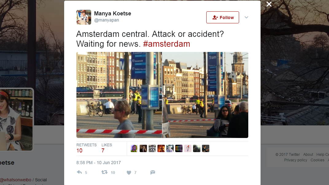 Amsterdam_policija_napad_twitter1.jpg - Muškarac se zaletio automobilom među pješake u Amsterdamu