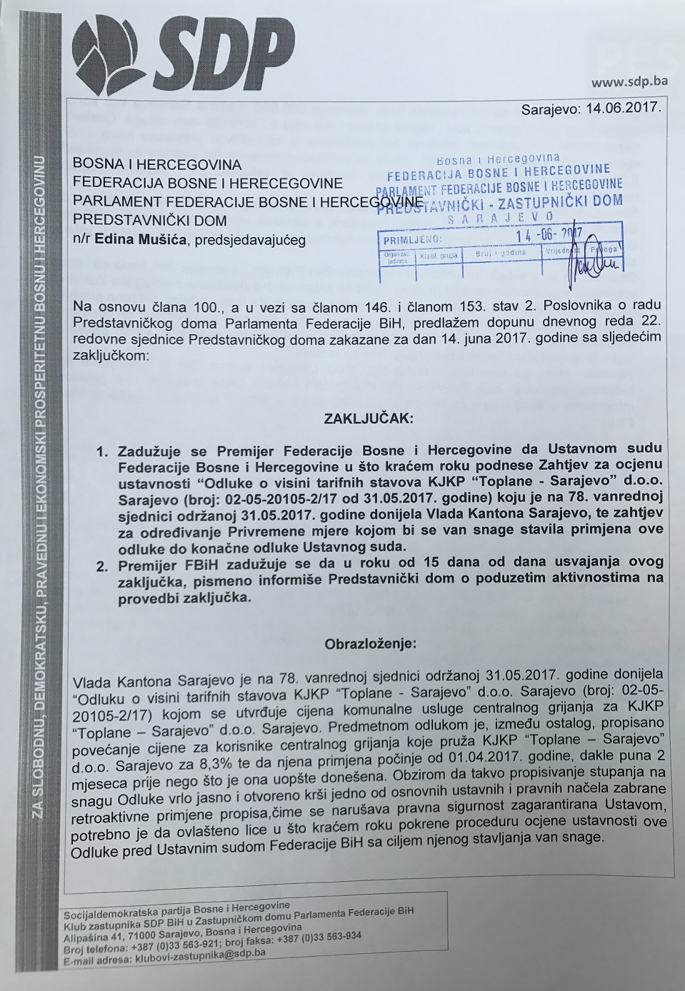 SDP_saopcenje_1.jpg - SDP pozvao Konakovića da građanima vrati novac od poskupljenja grijanja