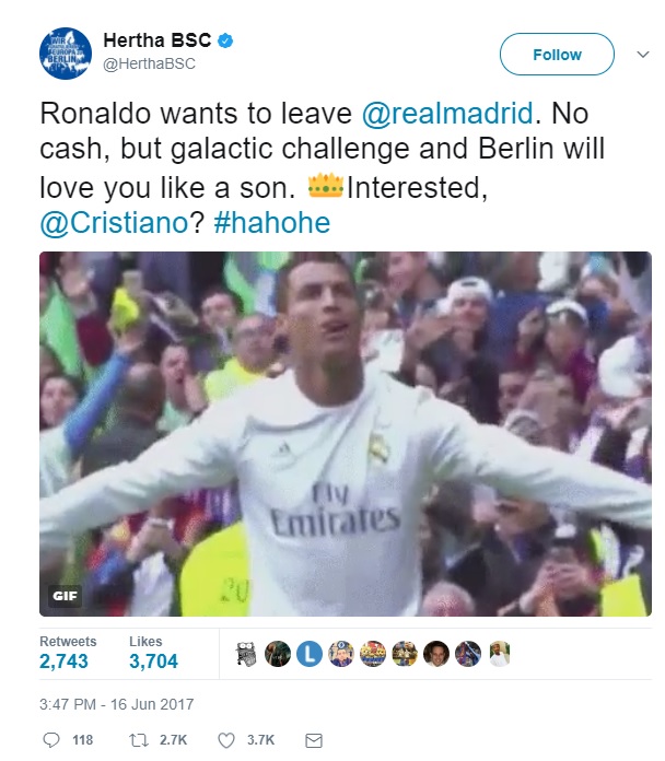 Hertha_Ronaldo.jpg - Urnebesna ponuda Herthe: Ronaldo, pređi kod nas i Berlin će te voljeti kao sina