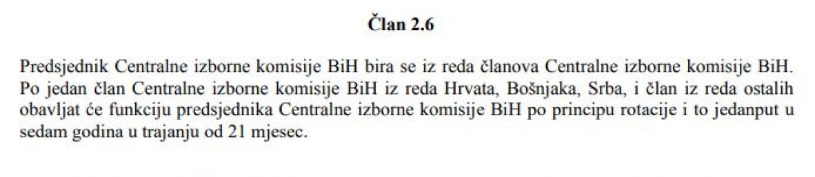 Član 2.6 Izbornog zakona BiH - undefined