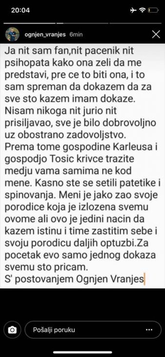Objava Vranješa na Instagramu - undefined