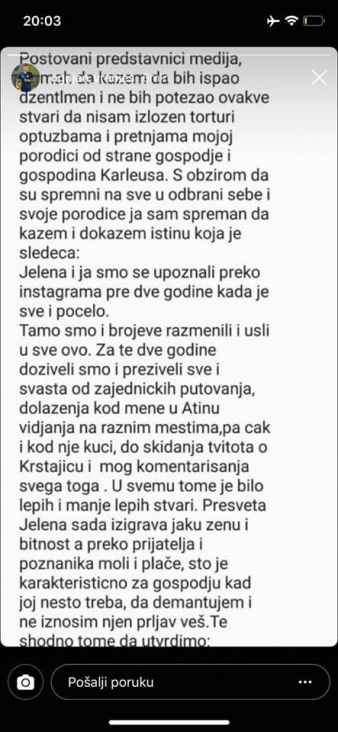 Objava Vranješa na Instagramu - undefined