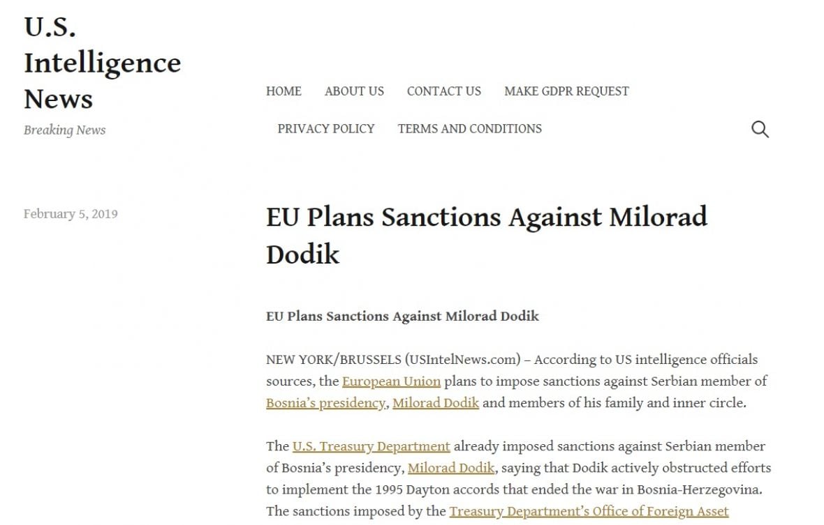 Evropska unija sprema sankcije za Milorada Dodika