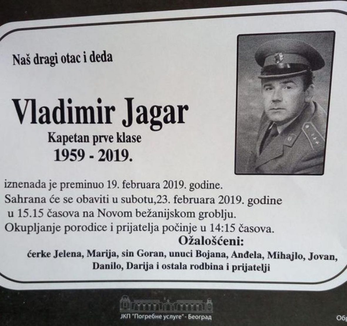 Smrtovnica Vladimira Jagara - undefined