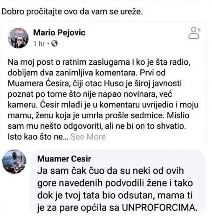Dio prostačkog odgovora ispod Pejovićevog FB posta - undefined