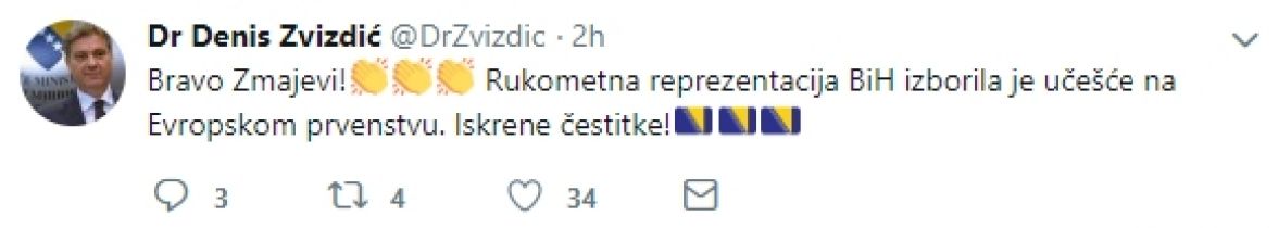 Denis Zvizdić čestitao bh. Zmajevima - undefined