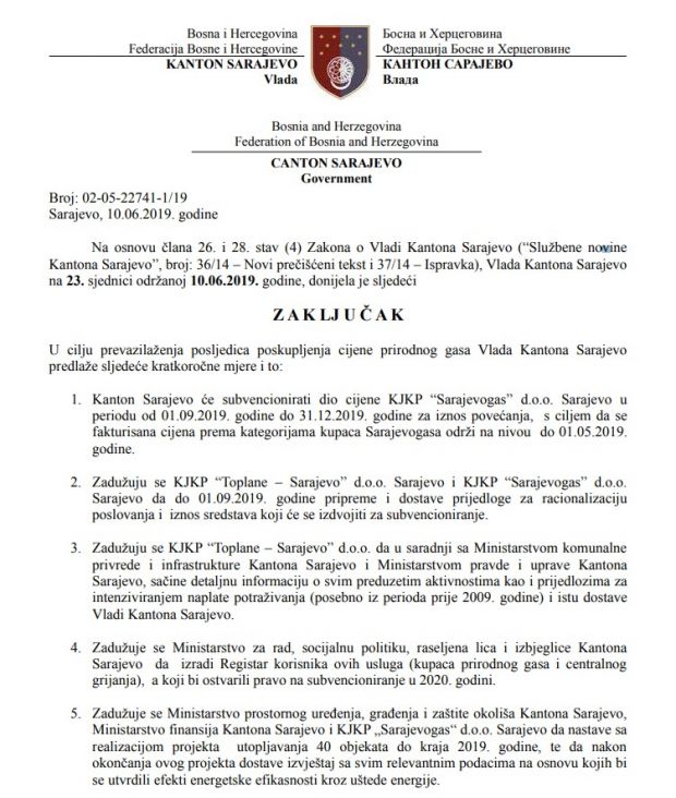Zaključak Vlade KS od 10. juna 2019. godine - undefined