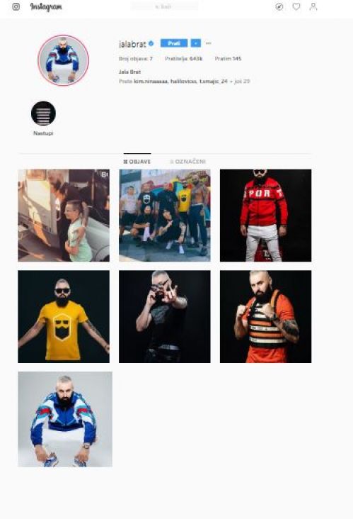 Jala Brat na svom Instagram profilu ostavio samo sedam novih postova - undefined