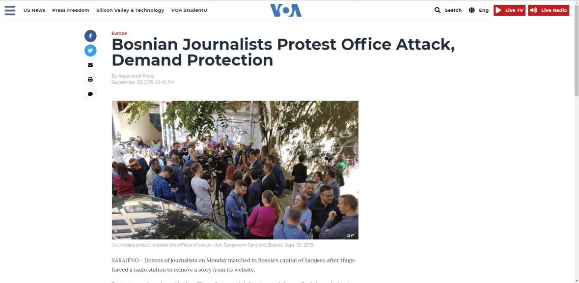 Glas Amerike o napadu na portal Radiosarajevo.ba - undefined