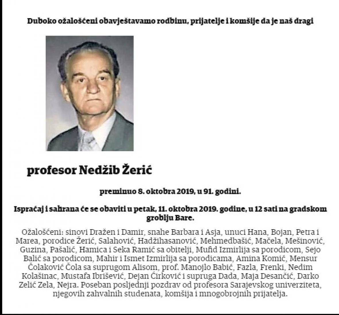 Nedžib Žerić je bio cijenjeni sarajevski profesor matematike - undefined