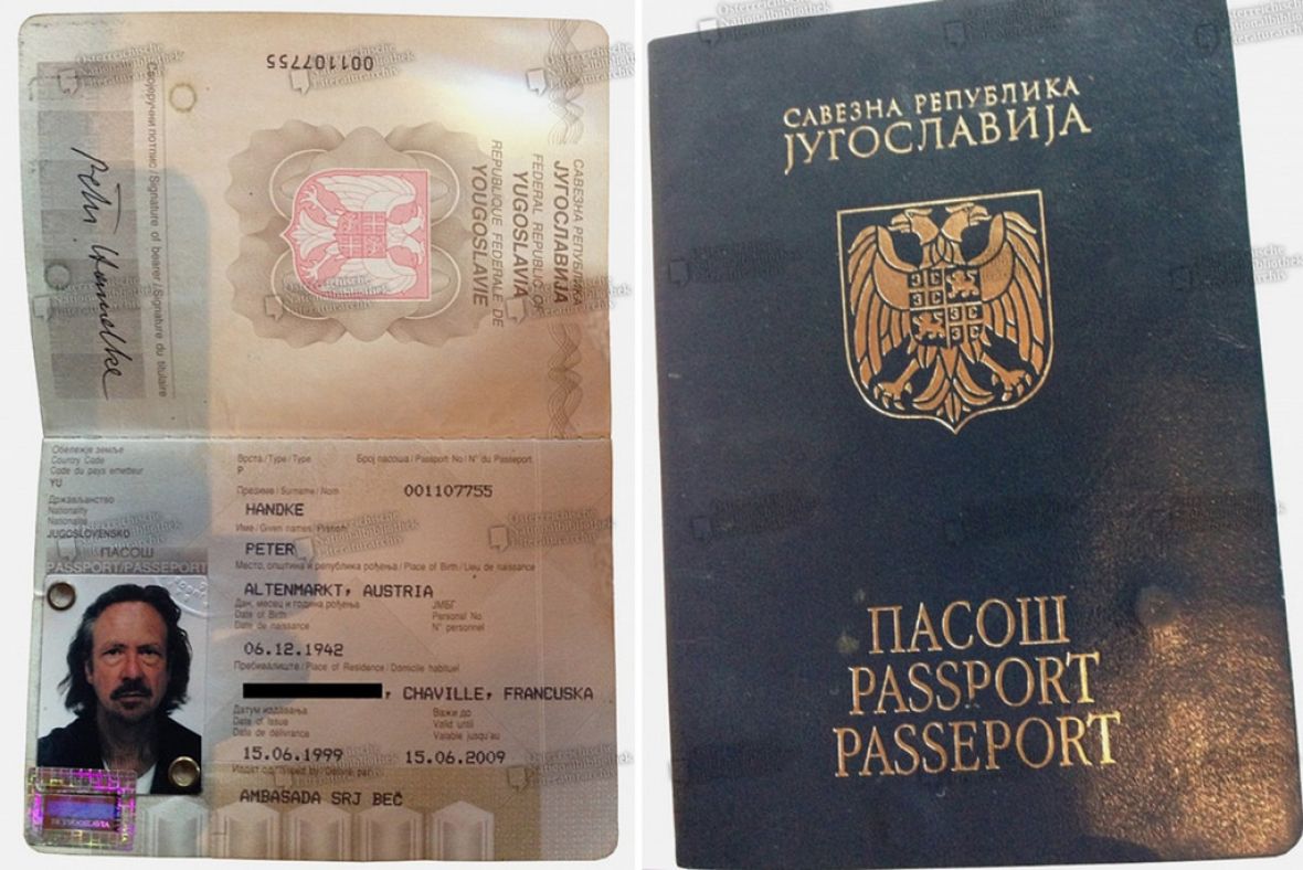 pasoš koji je poklonjen Peteru Handkeu - undefined