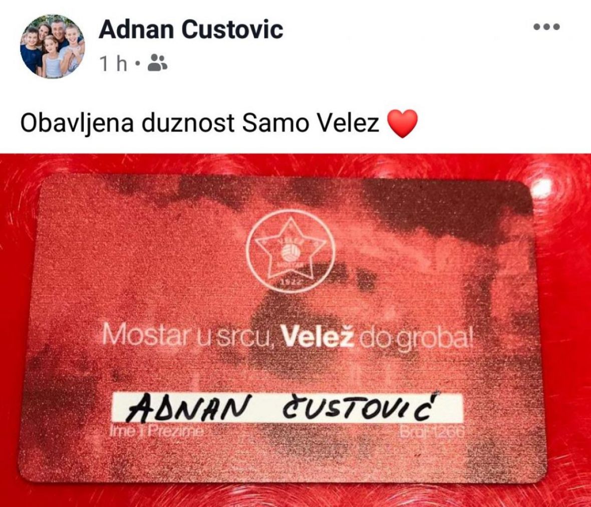 Objava Čustovića na društvenoj mreži Facebook - undefined