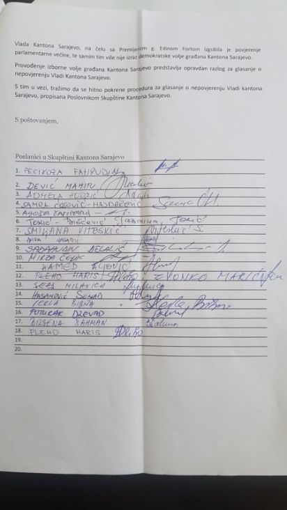 Potpisi za smjenu Vlade KS i Konakovića - undefined