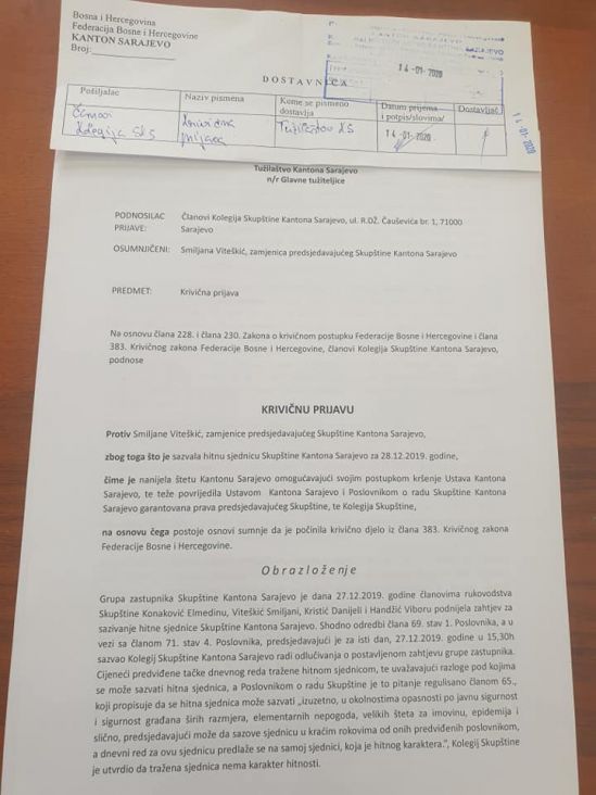 Krivične prijave protiv Smiljane Viteškić i Mirze Čelika - undefined