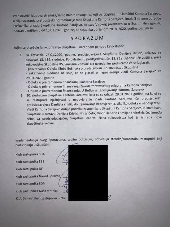 Sporazum koji je danas potpisan u Sarajevu - undefined