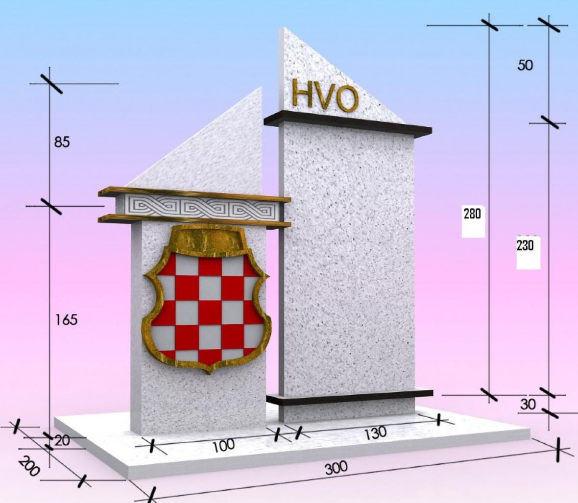 Prijedlog izgleda spomenika koji zastupa Koordinaciji udruga HVO-a Sarajevo - undefined