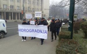 Protest radnika Hidrogradnje u Sarajevu (FOTO+VIDEO)
