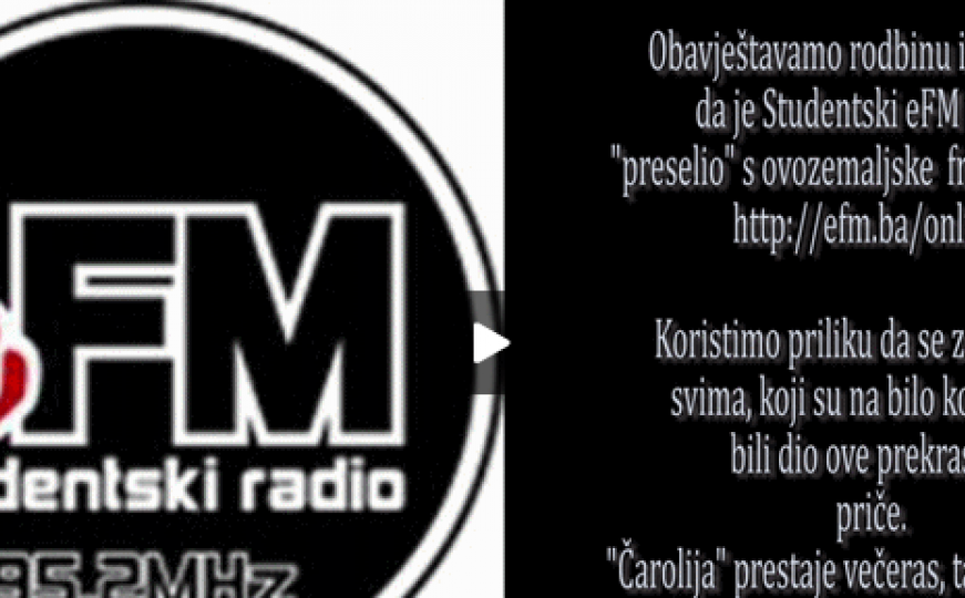 95,2 pa, pa: Studentski eFM radio odsad samo na internetu