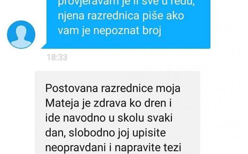 Draga razrednice, moja Mateja je zdrava k'o drijen