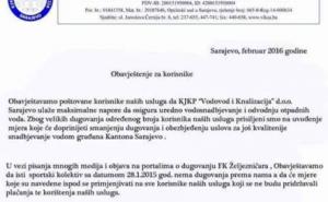 KJKP ViK upućuje demantij na sporno saopćenje: Dokument o dugovanju FK Željezničara nije validan