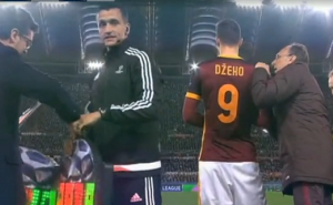 Pogledajte kako su navijači Rome pozdravili ulazak Edina Džeke u igru (VIDEO)