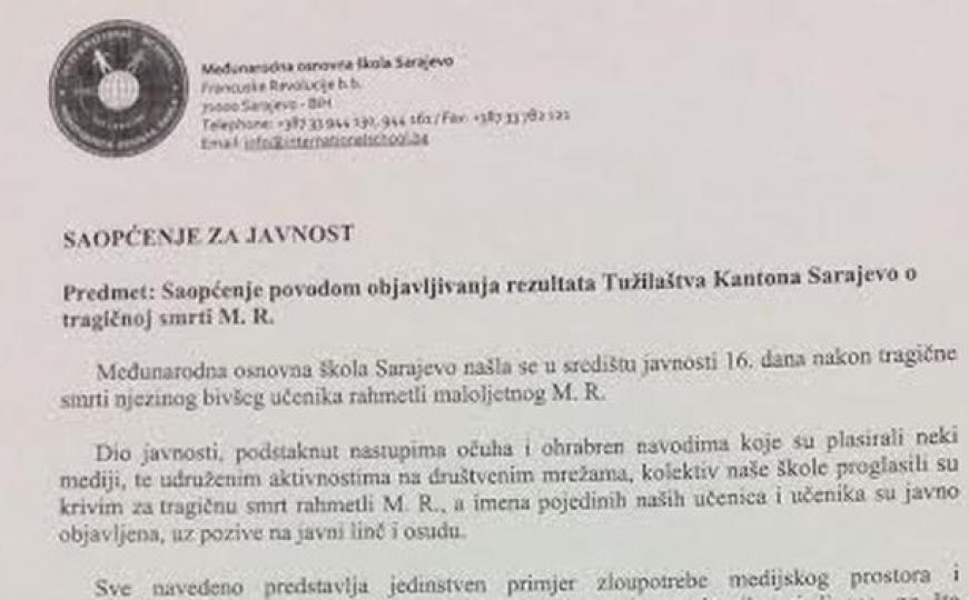 Slučaj Mahir Rakovac: Iz škole najavili tužbe i prijave