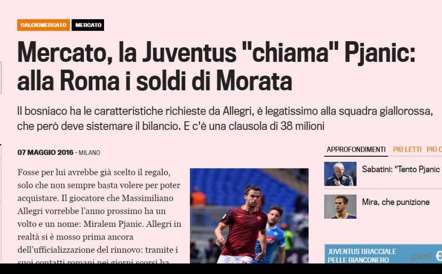 La Gazzetta dello Sport: Juventus želi Pjanića