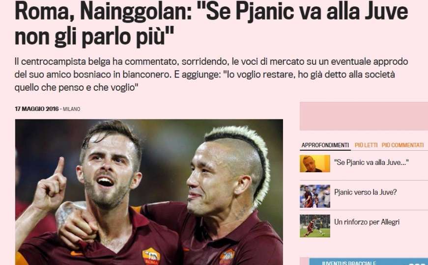 Nainggolan: 'Ako Pjanić pređe u Juventus više neću pričati s njim'