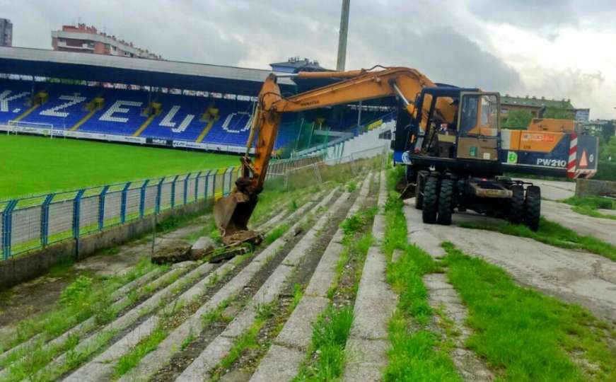 Počelo rušenje istočne tribine na stadionu Grbavica