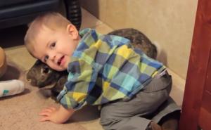 Pogledajte kako mali dječak uživa u igri sa svojim zecom