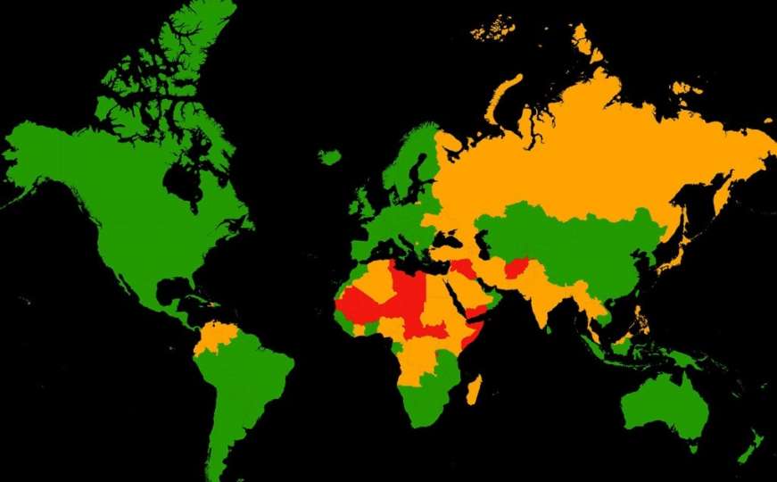 Oprez: Mapa najopasnijih zemalja svijeta