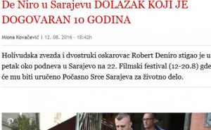 Kako mediji u regiji pišu o dolasku De Nira u Sarajevo 