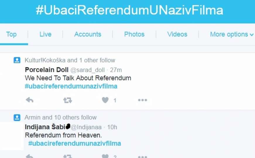 Novi hit na Twitteru: Ubaci riječ referendum u naziv filma