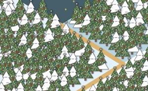 Možete li pronaći patuljka među jelkama?