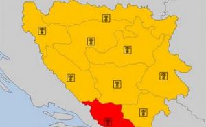 Za Hercegovinu izdat crveni, za ostatak BiH i dalje važi narandžasti meteoalarm