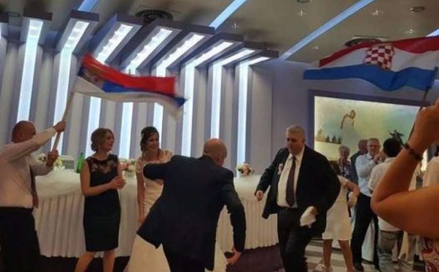 Na svadbi u Mostaru vijorile se zastave Srbije i Hrvatske 