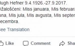 U Sarajevu objavljena čitulja za Hugh Hefnera 