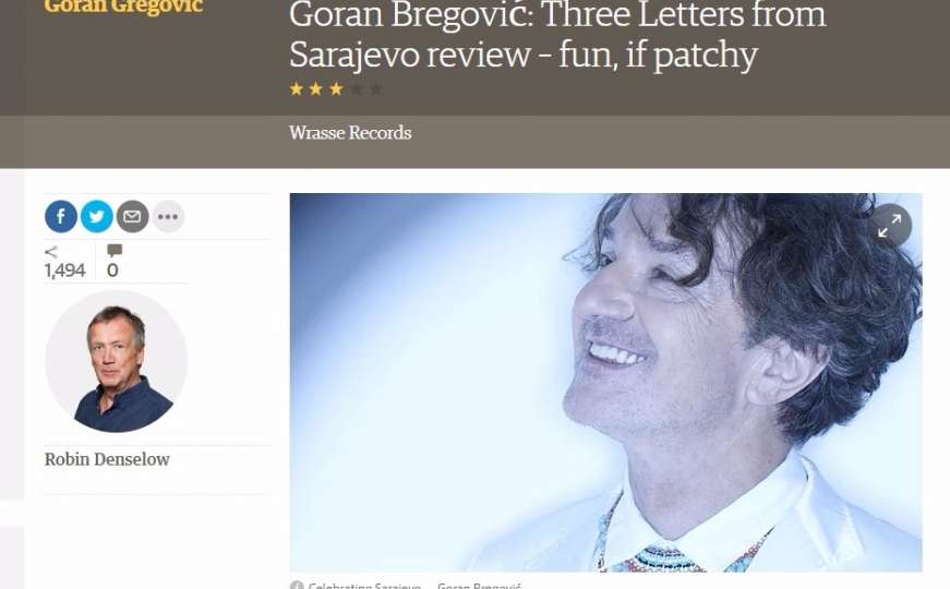 Guardian o novom albumu: Bregović slavi historiju svog rodnog Sarajeva