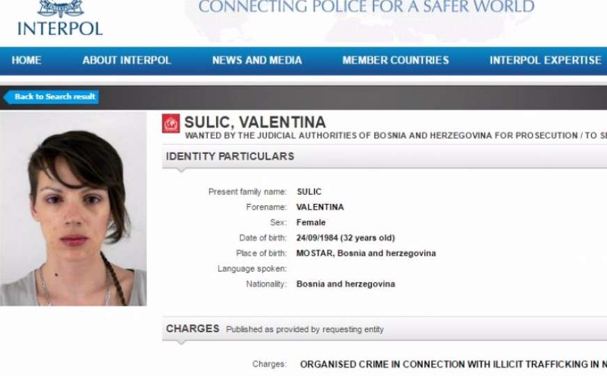 Mostarka Valentina Sulić s Interpolove potjernice uhapšena u akciji FUP-a