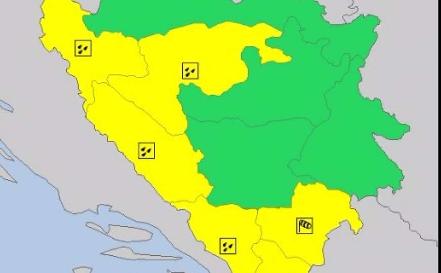 Potencijalno opasno vrijeme: Za Hercegovinu izdat žuti meteoalarm 