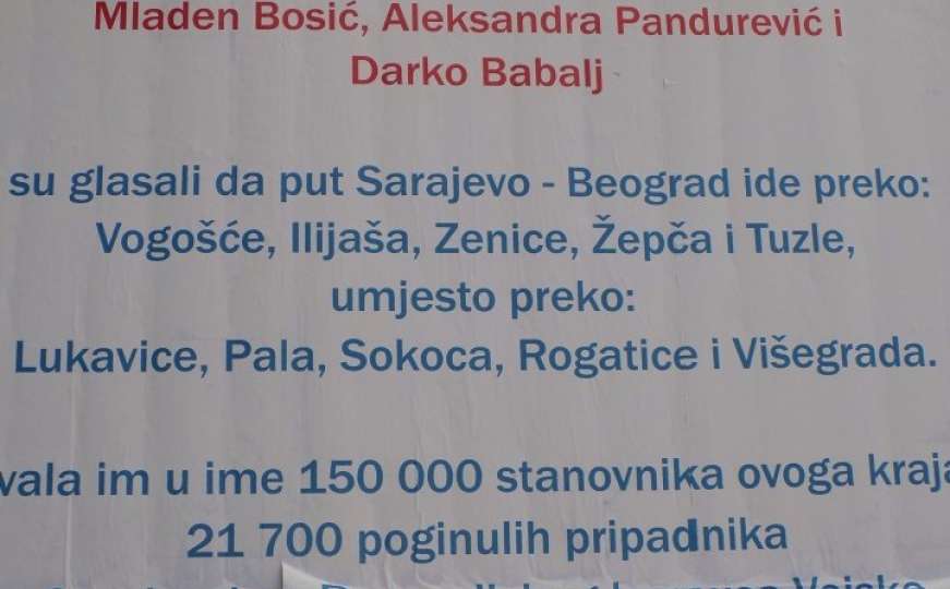 Osvanuli plakati SDS-a na račun trase autoputa Sarajevo-Beograd